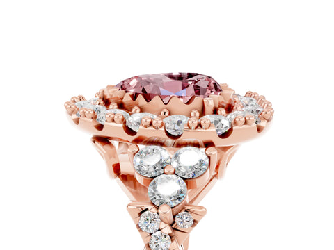 Rose gold Heart Cut Morganite Halo Ring with Pavé Band and Four-Prong Setting_17