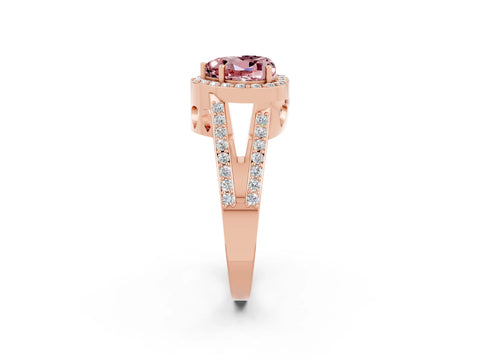 Rose gold Heart Cut Morganite Halo Ring with Split Shank U-Prong Band and Four-Prong Setting_2