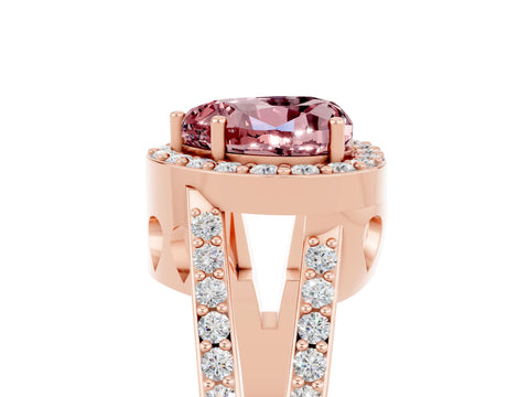 Rose gold Heart Cut Morganite Halo Ring with Split Shank U-Prong Band and Four-Prong Setting_5