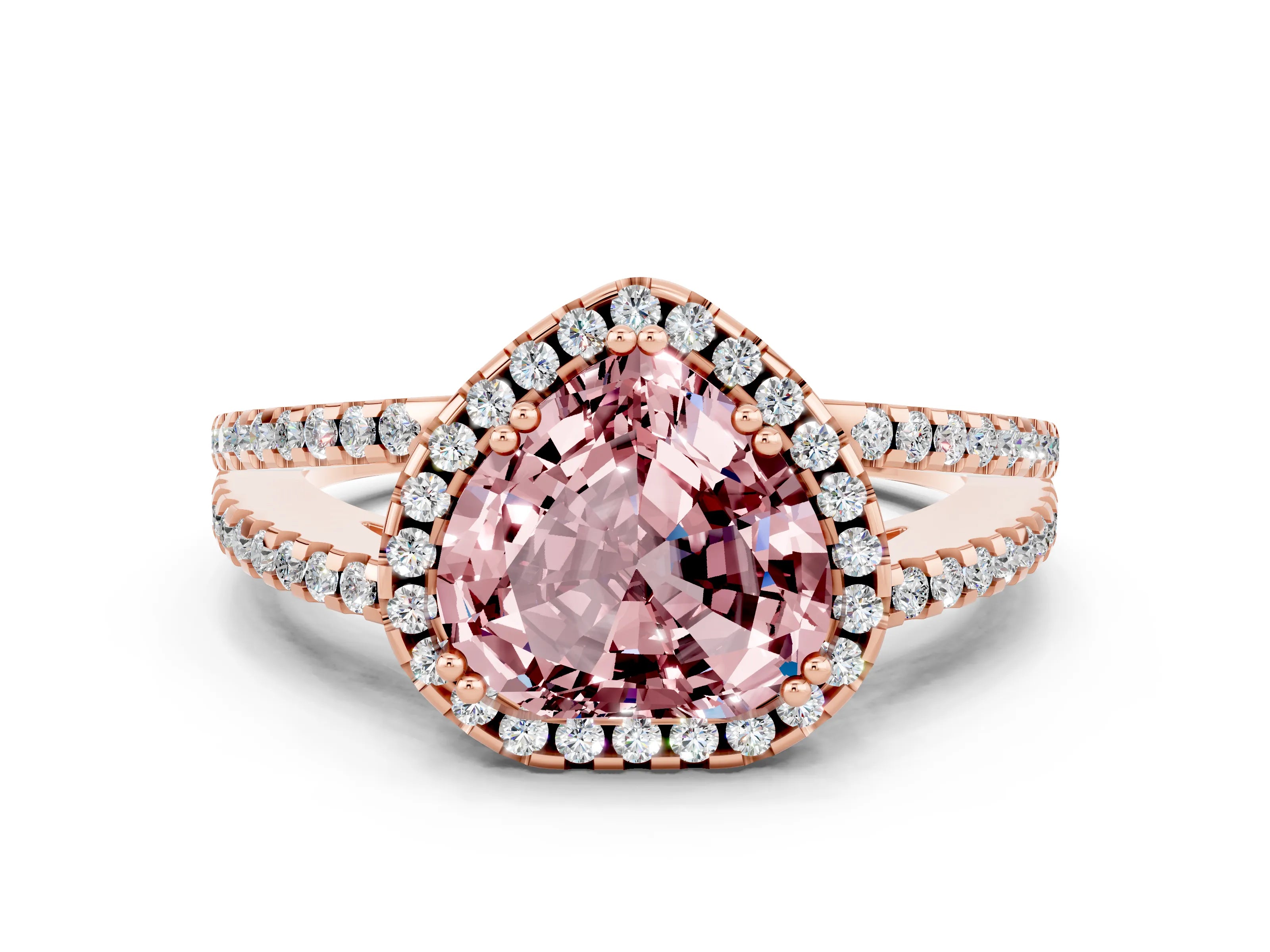 Rose gold Heart Cut Morganite Halo Split Shank Engagement Ring_12