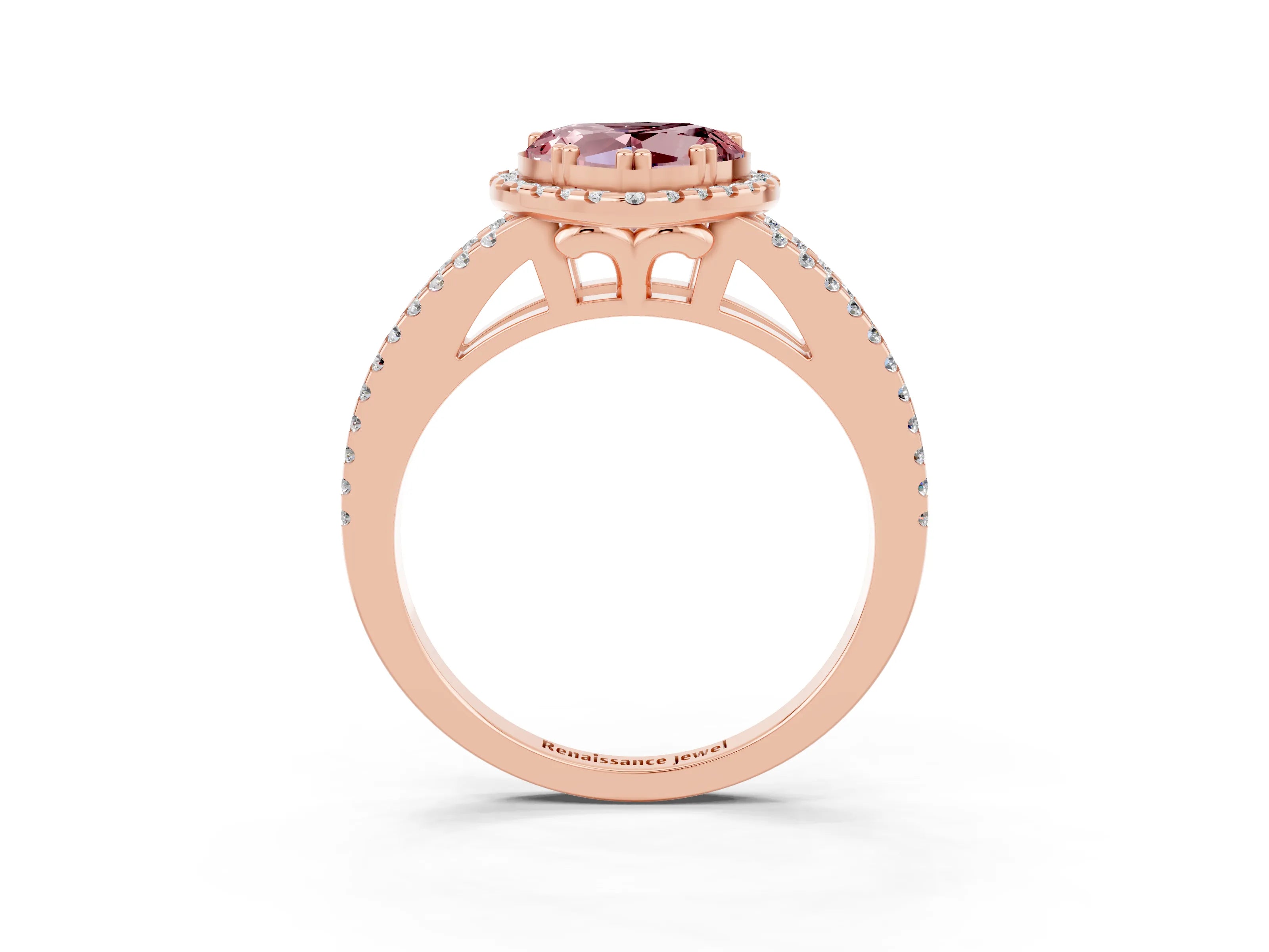 Rose gold Heart Cut Morganite Halo Split Shank Engagement Ring_15
