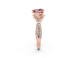 Rose gold Heart Cut Morganite Halo Twist Band Solitaire Prong Setting Ring_2