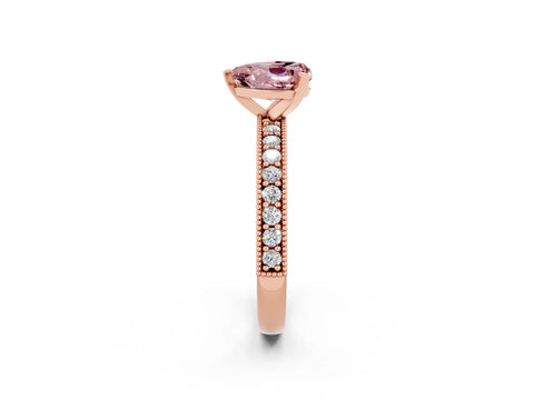 Rose gold Heart Cut Morganite Milgrain Pavé Engagement Ring with Four-Prong Setting_14