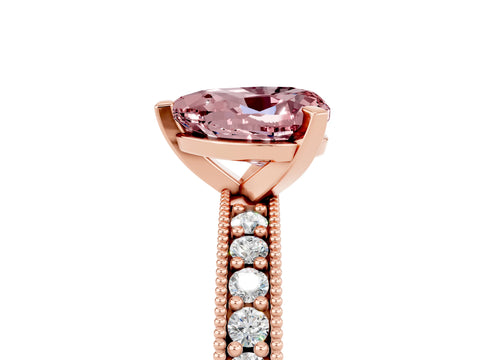 Rose gold Heart Cut Morganite Milgrain Pavé Engagement Ring with Four-Prong Setting_17