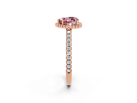 Rose gold Heart Cut Morganite Pavé Halo Ring with Four-Prong Setting_14