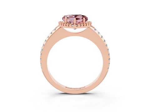 Rose gold Heart Cut Morganite Pavé Halo Ring with Four-Prong Setting_15