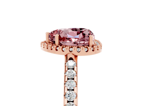 Rose gold Heart Cut Morganite Pavé Halo Ring with Four-Prong Setting_17