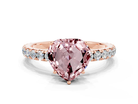 Rose gold Heart Cut Morganite Pavé Solitaire Engagement Ring with Four-Prong Setting_12