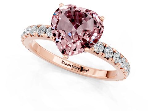 Rose gold Heart Cut Morganite Pavé Solitaire Engagement Ring with Four-Prong Setting_13