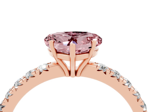 Rose gold Heart Cut Morganite Pavé Solitaire Engagement Ring with Four-Prong Setting_16
