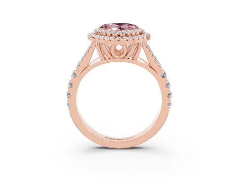 Rose gold Heart Cut Morganite Pavé Split Shank Double Halo Engagement Ring_3
