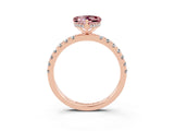 Rose gold Heart Cut Morganite Pave Band Solitaire Ring with Four-Prong Setting_27
