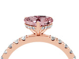 Rose gold Heart Cut Morganite Pave Band Solitaire Ring with Four-Prong Setting_28