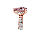 Rose gold Heart Cut Morganite Pave Band Solitaire Ring with Four-Prong Setting_29