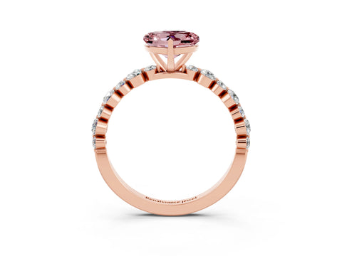 Rose gold Heart Cut Morganite Prong Set Engagement Ring with Pavé Band_3