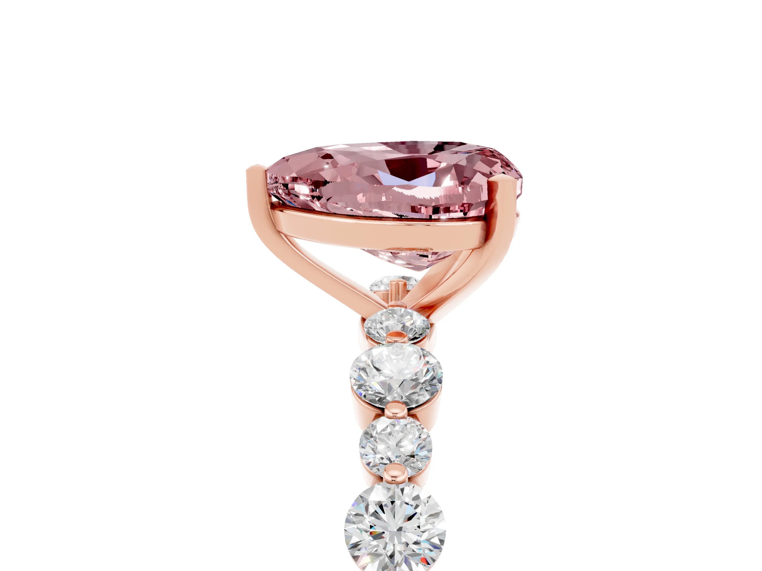 Rose gold Heart Cut Morganite Prong Set Engagement Ring with Pavé Band_5