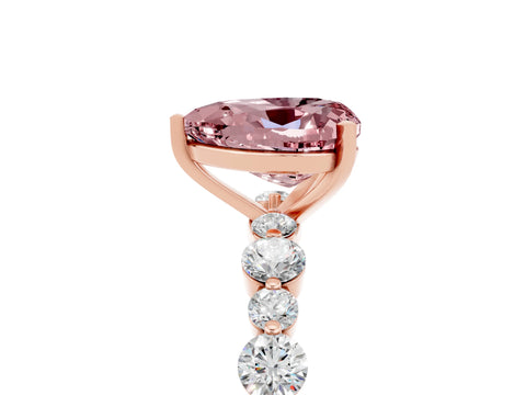 Rose gold Heart Cut Morganite Prong Set Engagement Ring with Pavé Band_5