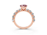 Rose gold Heart Cut Morganite Prong Setting with Side Stones on a Pave Band_3