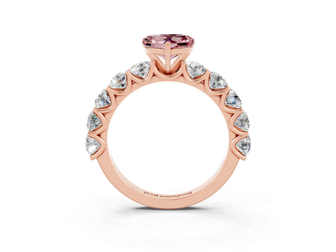 Rose gold Heart Cut Morganite Prong Setting with Side Stones on a Pave Band_3