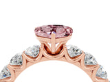 Rose gold Heart Cut Morganite Prong Setting with Side Stones on a Pave Band_4