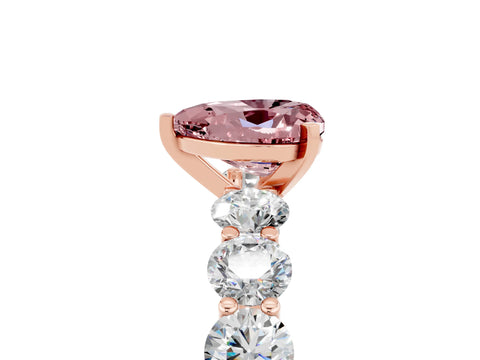 Rose gold Heart Cut Morganite Prong Setting with Side Stones on a Pave Band_5