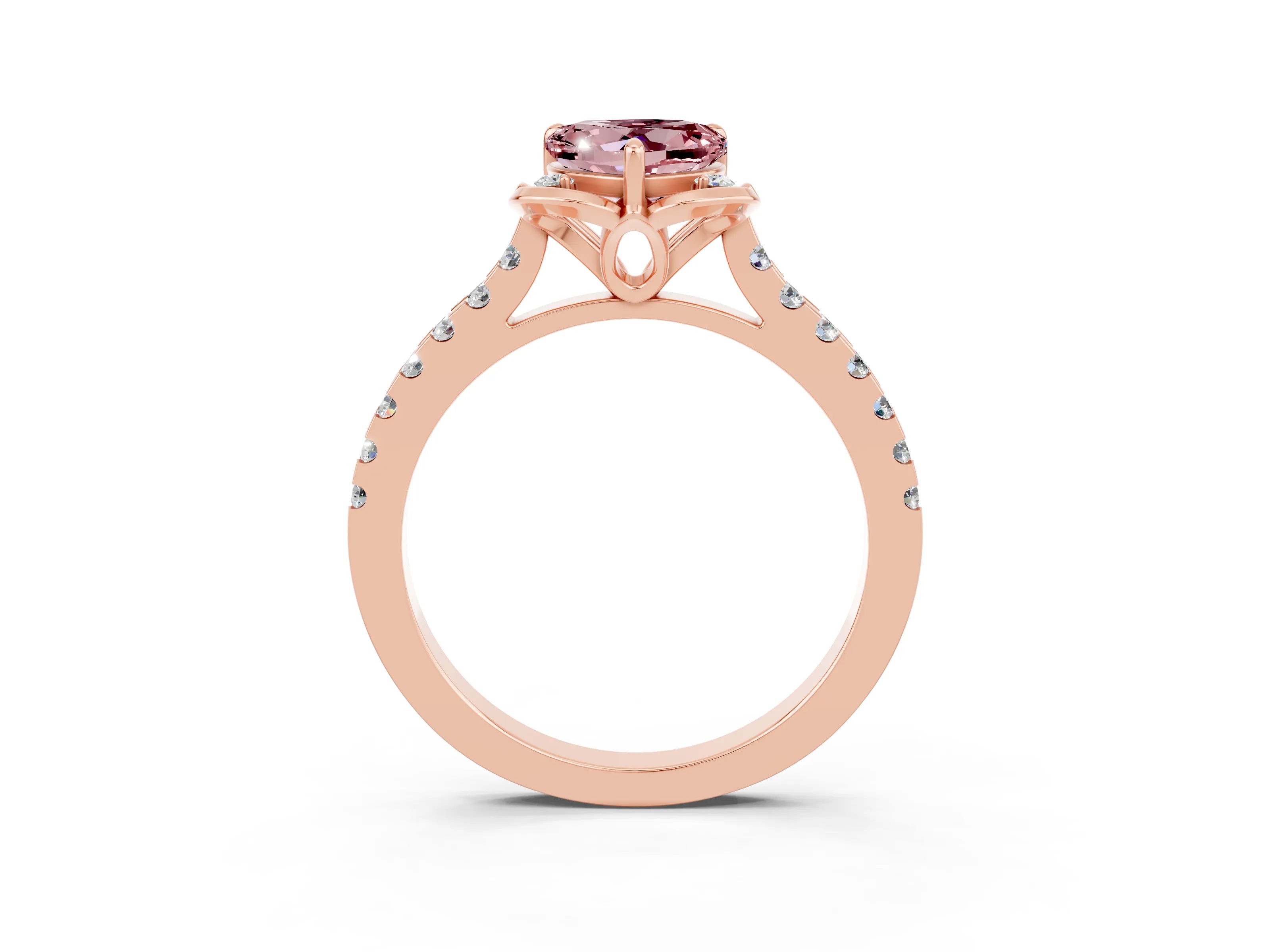 Rose gold Heart Cut Morganite Ring with Pavé Band and Floral Prong Setting_3