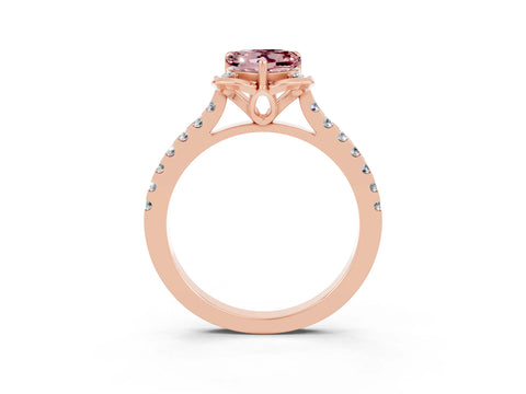 Rose gold Heart Cut Morganite Ring with Pavé Band and Floral Prong Setting_3