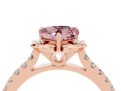 Rose gold Heart Cut Morganite Ring with Pavé Band and Floral Prong Setting_4