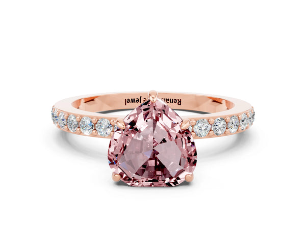 Rose gold Heart Cut Morganite Pavé Engagement Ring with Round  Accents and Prong Setting