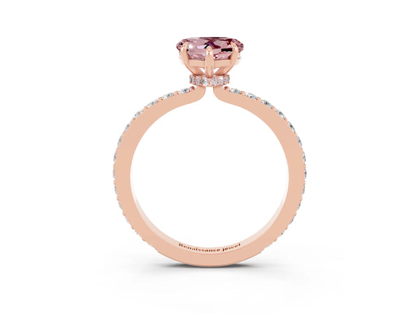 Rose gold Heart Cut Morganite Pavé Engagement Ring with Round  Accents and Prong Setting
