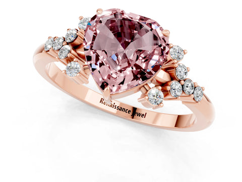Rose gold Heart Cut Morganite Ring with Side Stones and Four-Prong Setting_37