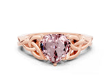 Rose gold Heart Cut Morganite Solitaire Celtic Knot Ring with Four-Prong Setting_12