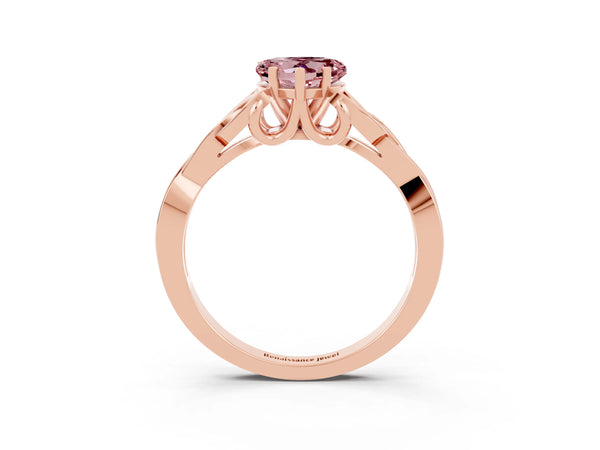 Rose gold Heart Cut Morganite Solitaire Celtic Knot Ring with Four-Prong Setting