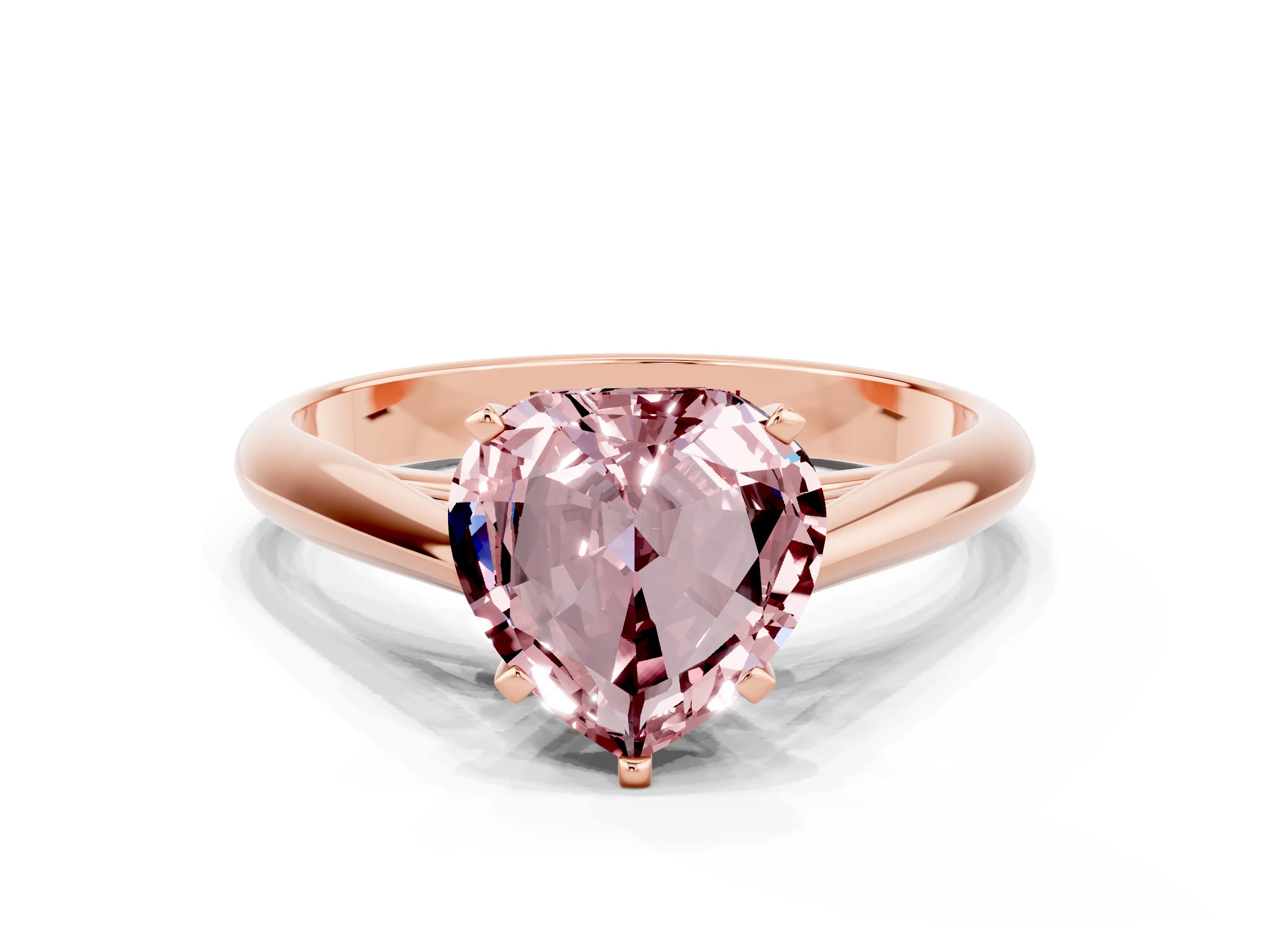 Rose gold Heart Cut Morganite Solitaire Engagement Ring with Cathedral Setting and Four-Prong Mount_12