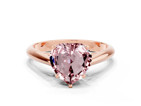 Rose gold Heart Cut Morganite Solitaire Engagement Ring with Cathedral Setting and Four-Prong Mount_12