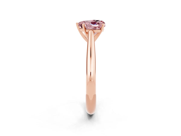 Rose gold Heart Cut Morganite Solitaire Engagement Ring with Cathedral Setting and Four-Prong Mount