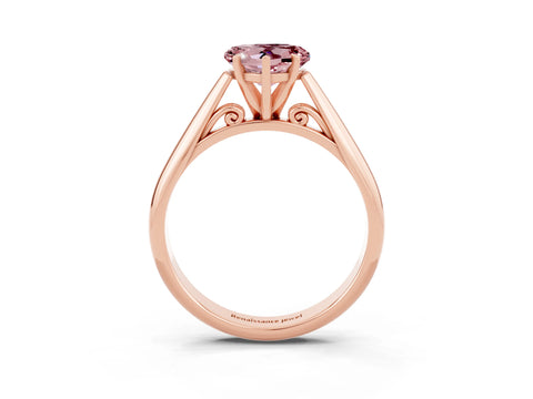 Rose gold Heart Cut Morganite Solitaire Engagement Ring with Cathedral Setting and Four-Prong Mount_15