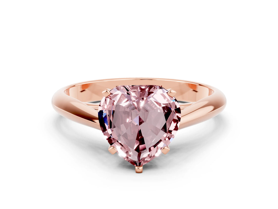 Rose gold Heart Cut Morganite Solitaire Engagement Ring with Cathedral Setting and Four-Prong Mount_30