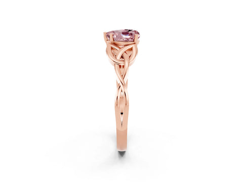 Rose gold Heart Cut Morganite Solitaire Engagement Ring with Celtic Knot Band and Four-Prong Setting_2