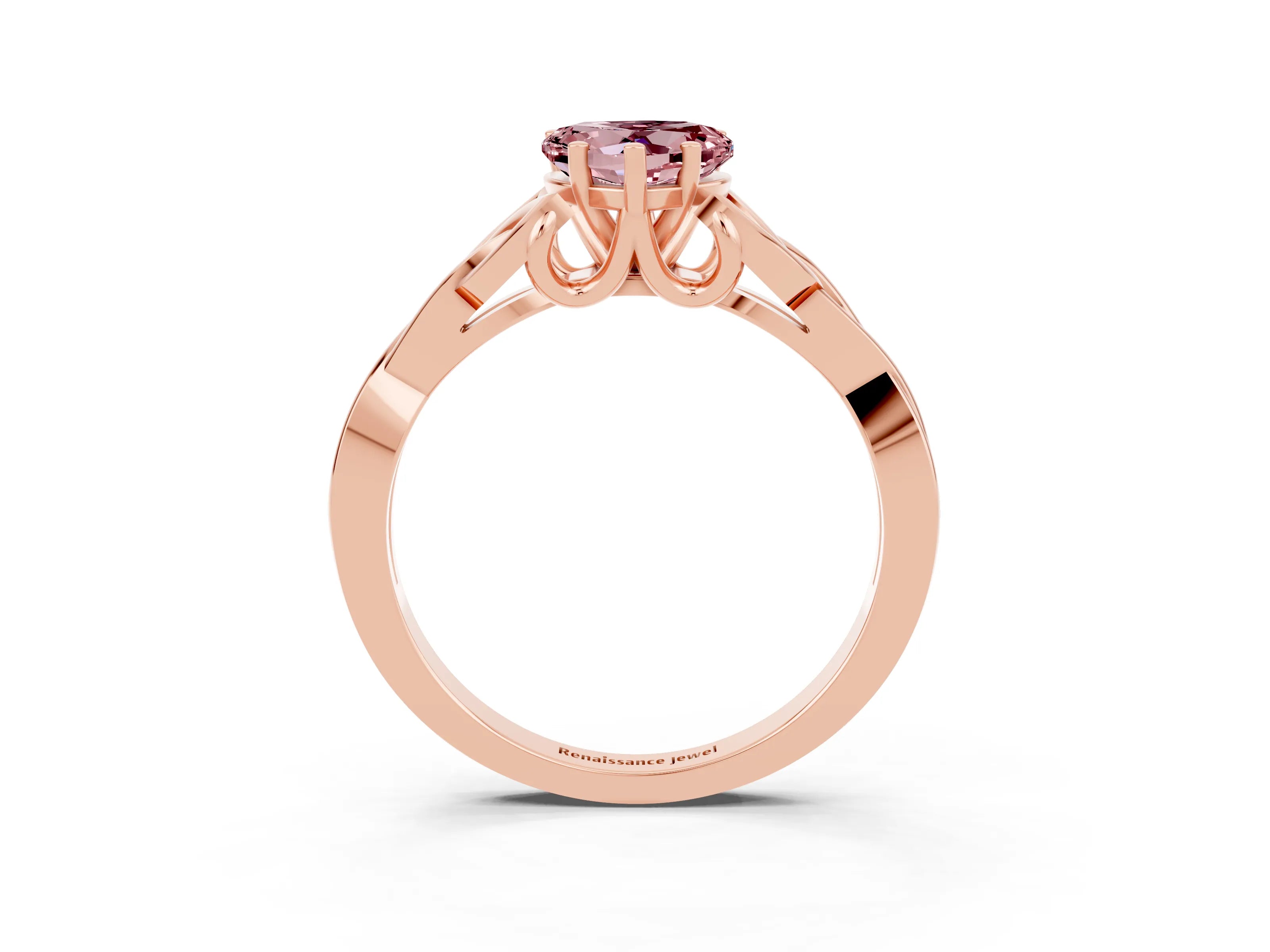 Rose gold Heart Cut Morganite Solitaire Engagement Ring with Celtic Knot Band and Four-Prong Setting_3