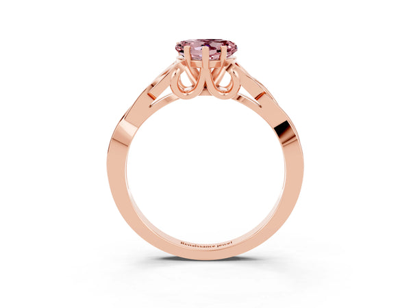 Rose gold Heart Cut Morganite Solitaire Engagement Ring with Celtic Knot Band and Four-Prong Setting