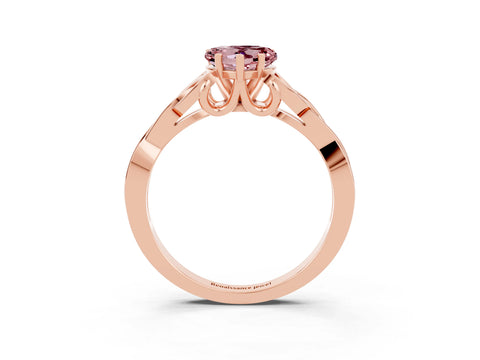Rose gold Heart Cut Morganite Solitaire Engagement Ring with Celtic Knot Band and Four-Prong Setting_3