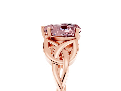 Rose gold Heart Cut Morganite Solitaire Engagement Ring with Celtic Knot Band and Four-Prong Setting_5