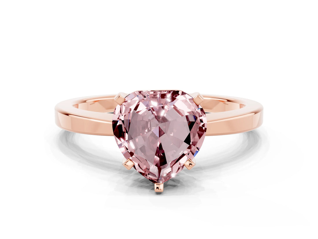 Rose gold Heart Cut Morganite Solitaire Engagement Ring with Classic Band and Four-Prong Setting_24