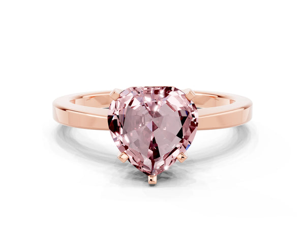 Rose gold Heart Cut Morganite Solitaire Engagement Ring with Classic Band and Four-Prong Setting