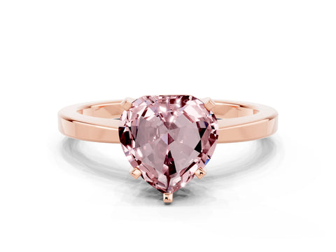 Rose gold Heart Cut Morganite Solitaire Engagement Ring with Classic Band and Four-Prong Setting_24