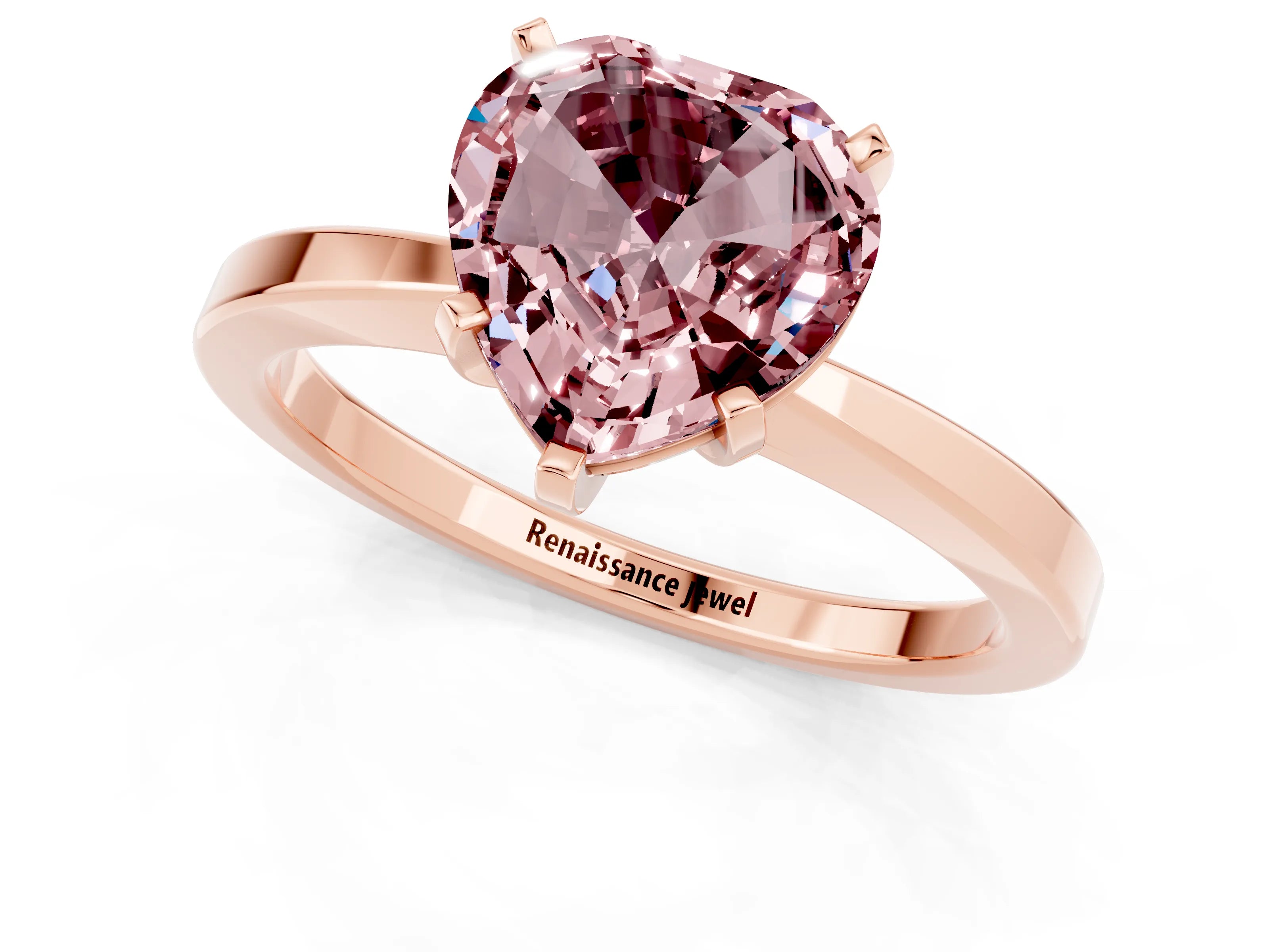 Rose gold Heart Cut Morganite Solitaire Engagement Ring with Classic Band and Four-Prong Setting_25