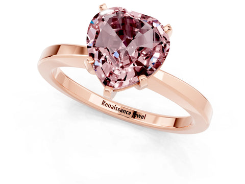 Rose gold Heart Cut Morganite Solitaire Engagement Ring with Classic Band and Four-Prong Setting_25