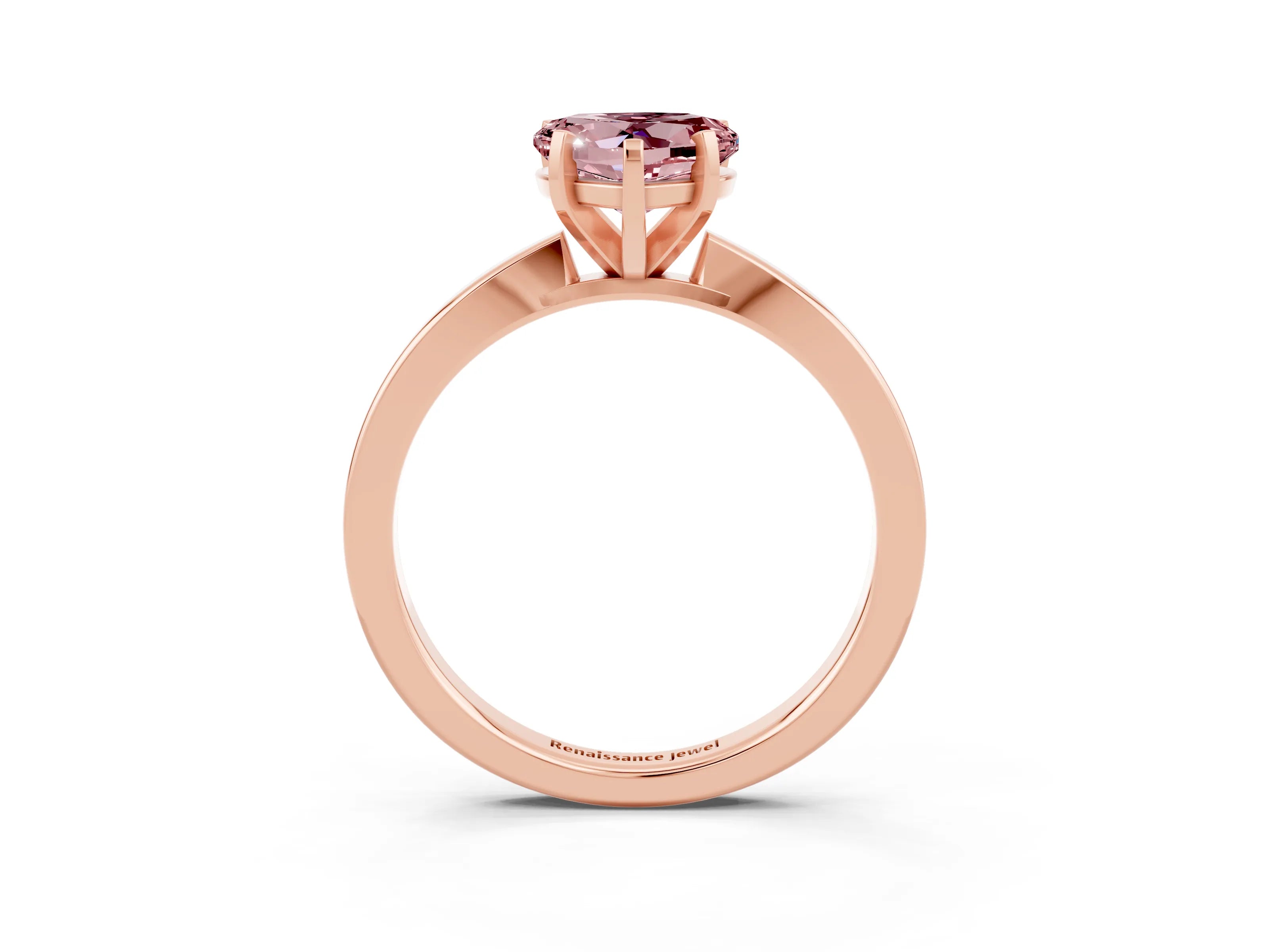 Rose gold Heart Cut Morganite Solitaire Engagement Ring with Classic Band and Four-Prong Setting_27