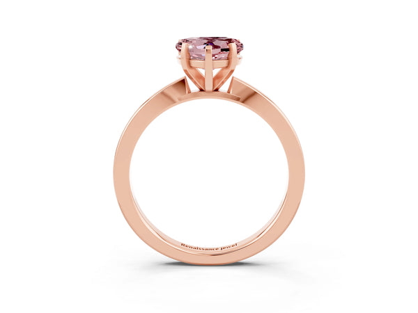 Rose gold Heart Cut Morganite Solitaire Engagement Ring with Classic Band and Four-Prong Setting